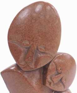 A Zimbabwe Shona stone figure of a mother and child, signed to reverse F Mutekedza, 24cm high. - 2