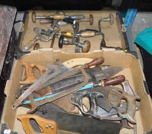 Various hand tools, to include hand drills, saws, etc.