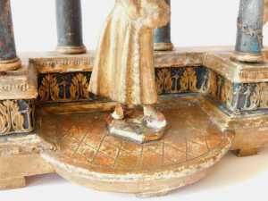 An early 19thC French giltwood mantel clock, the 9cm diameter enamel Arabic dial, held in a... - 4