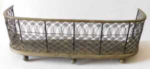 A French gilt metal fender, comprising of two chenet with urns and scrolls, and a centre carpet... - 2