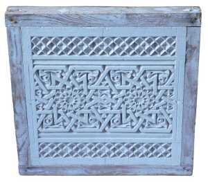 A French hand carved plaster wall tile, decorated for the King Hassan II mosque in Casablanca,...