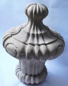A late 18th/early 19thC French terracotta finial, in rococo style, decorated with shaped... - 2