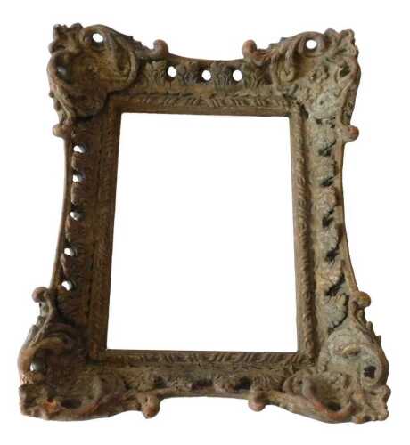 A 19thC gilt gesso frame, decorated with scrolls and flowers, 29cm high, 27cm wide. Offsite Sale...