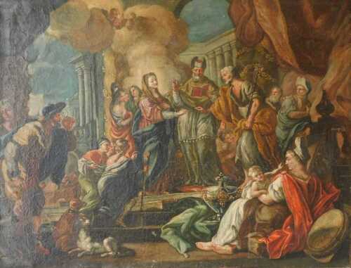 Follower of Domenico Robusti (1560-1635). The Betrothal of The Virgin Mary to St Joseph, with...