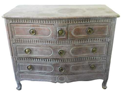 A late 18th/early 19thC French provincial chestnut commode, with later paint wash finish, the...
