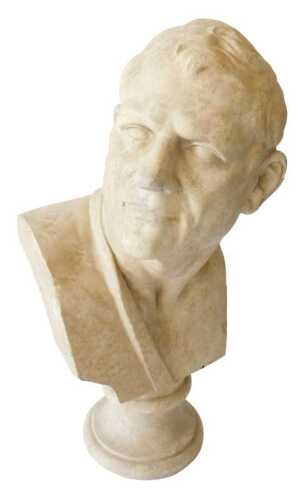 20thC School. Bust of Lysimachus, on turned socle, plaster, 85cm high. Offsite Sale - Buying &...