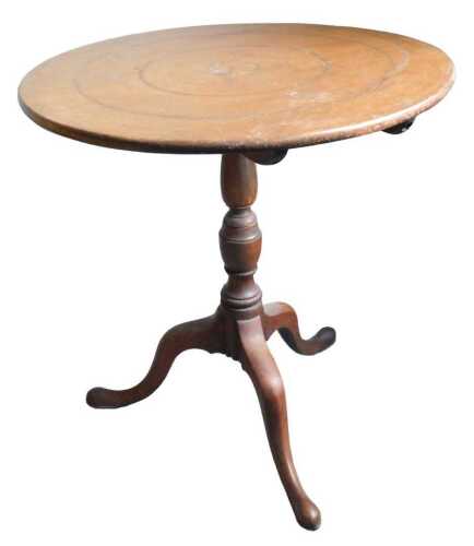 A George III and later occasional table, the circular top with chequered and herringbone banding...