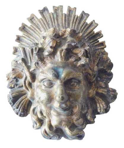 A late 18th/early 19thC French ormolu furniture mount, cast in the form of a bearded male mask,...