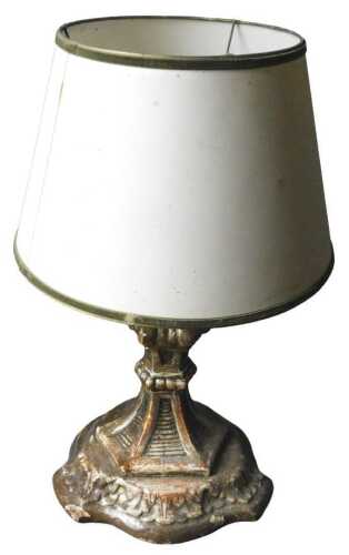 An Italian giltwood gesso lamp base, with a tapering column and shaped base, converted from an...