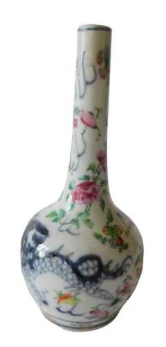 A late 19thC Chinese bottle shaped vase, with underglazed blue decoration of a dragon,...