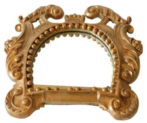 A 19thC Italian giltwood and gesso cartouche shaped wall mirror, the horseshoe shaped mirror...