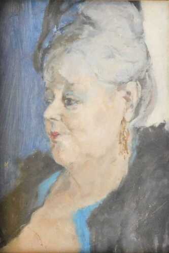20thC French School. Portrait of a lady, oil on board, 37cm x 26cm. Offsite Sale - Buying &...