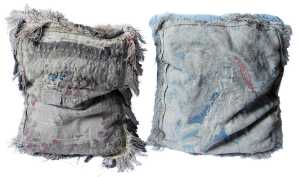 A tasselled cushion, mounted with an 18thC Aubusson panel, and another similar. (2) Offsite Sale...