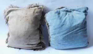 A tasselled cushion, mounted with an 18thC Aubusson panel, and another similar. (2) Offsite Sale... - 2