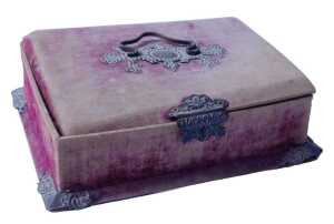 A 19thC Continental red velvet and gilt metal workbox, 23cm wide. Offsite Sale - Buying &...
