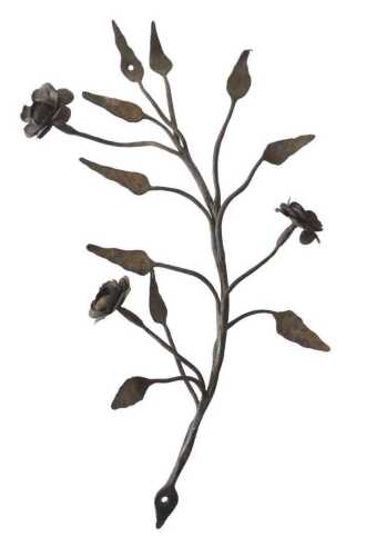 A 19thC gilt wrought iron flower wall mount, 45cm high. Offsite Sale - Buying & Collecting Notes:...