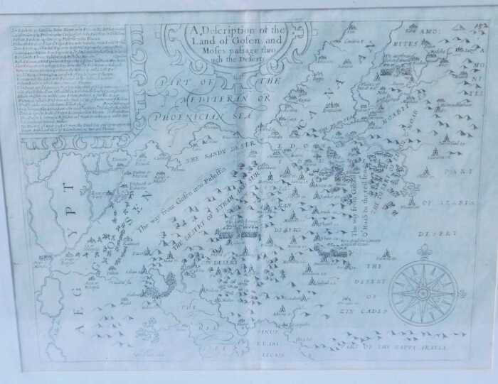 An antiquarian map of The Holy Land, depicting A Description of the land of Gosen and Moses...