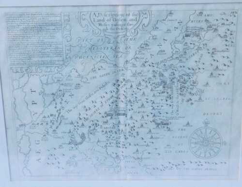 An antiquarian map of The Holy Land, depicting A Description of the land of Gosen and Moses...