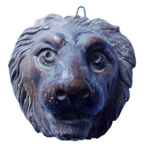 A late 18th/early 19thC carved oak lion mask, 13cm high, 12cm wide. Offsite Sale - Buying &...