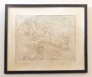 An antiquarian map of Sicily, 17th/18thC, with vignettes of Syraculoa and Carthage, bookplate... - 2