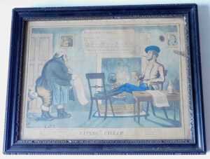 After C J Grant. Living Cheap, a 19thC hand coloured satirical cartoon, published by Tregear,... - 2