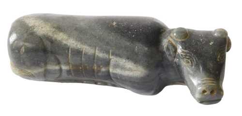An Oriental carved blue stone buffalo, 22cm long. Offsite Sale - Buying & Collecting Notes:...
