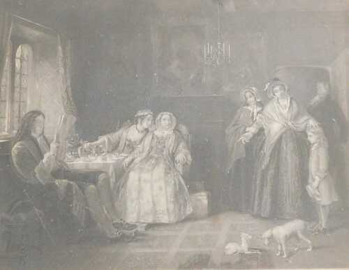 After Redgrave. Country Cousins, monochrome engraving, 22.5cm x 29.5cm, in modern frame. Offsite...