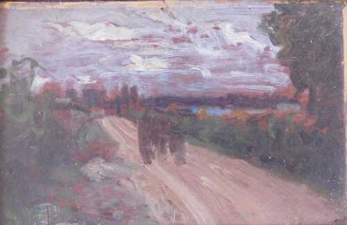 Abel Gay (1877-1961). Paysage, oil on panel, attributed and titled verso, 11.5cm x 18cm. Label...