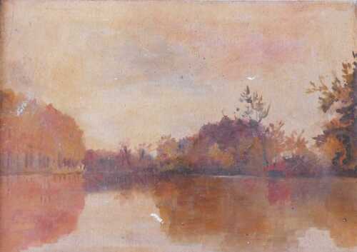 19th/20thC School. River landscape, oil on canvas laid on board, 22cm x 31cm. Offsite Sale -...