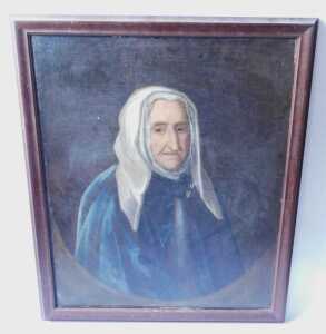 Early 19thC English School. Mrs Chapman, portrait of her as an elderly lady, half length, with... - 2