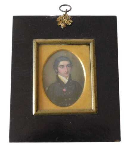 19thC portrait miniature. Head and shoulder study of a gentleman, 6.5cm x 4.5cm. Offsite Sale -...