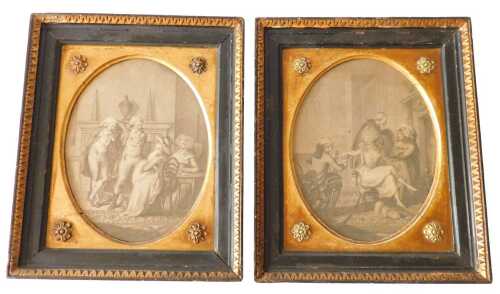 After Peitro William Tomkins. The French Fireside, engraving, a pair, 24cm x 19cm. Offsite Sale...