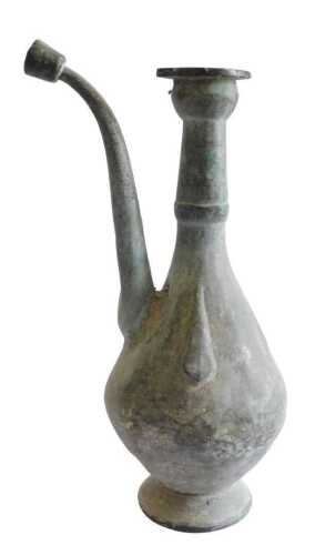 An 18th/19thC Turkish Ottoman copper and tin ewer, of plain form, on a domed foot, 41cm high....
