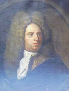 Michael Dahl (1659-1743). A portrait of Sir Godfrey Kneller, with silk tie and braided collar,...