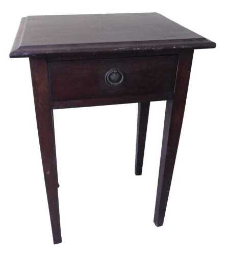 A small mahogany side table, the rectangular top with a moulded edge, above a frieze drawer with...
