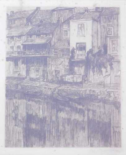 AD Wilson (?) (19th/20thC). Harbour scene, artist signed etching, 38.5cm x 30.5cm. Offsite Sale...