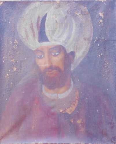 19thC Oriental School. Head and shoulders portrait of an Indian Prince, oil on canvas, 46cm x...