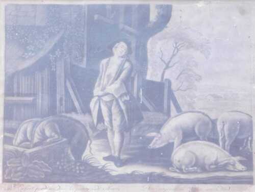 After JJ Maid**. L'enfant Prodique, monochrome engraving, 21cm x 28cm. Offsite Sale - Buying &...