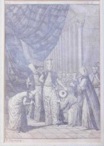 After William Hogarth. Sultan Ahmed III, monochrome engraving, 26cm x 17cm. Offsite Sale -...