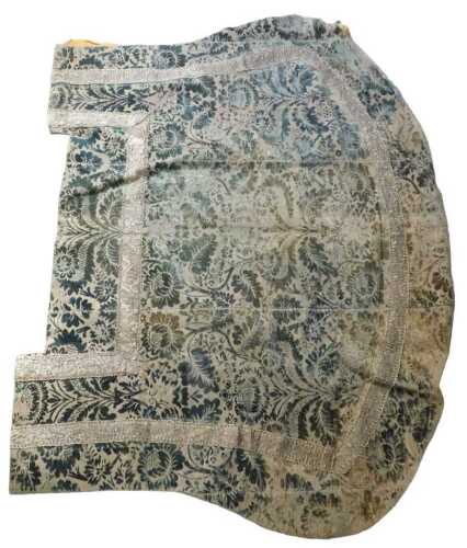 A European textured velvet altar hanging or cloth, with gold metallic woven bands, and overall...