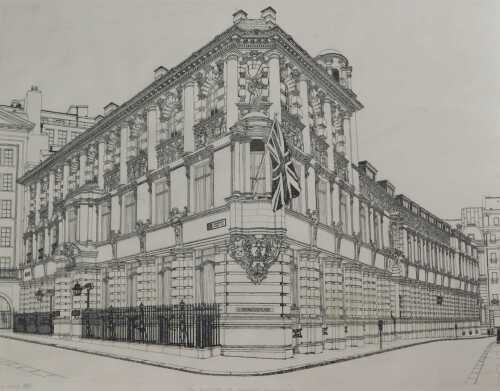 Richard Bramble. Institute of Chartered Accountants Moorgate London, etching, artist proof,...