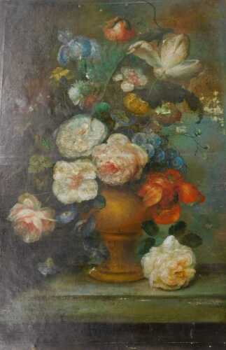 Dutch School. Still life with flowers, oil on canvas, 93cm x 62cm. Offsite Sale - Buying &...
