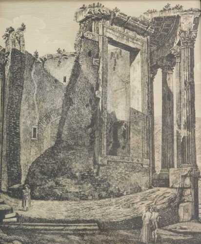 After Piranesi. Altra Voluta De Tempio Della Siblla Tivoli, coloured print, 46cm x 38cm. Offsite...