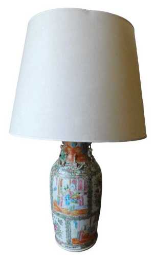 A 19thC Chinese Canton porcelain famille rose vase, of large proportion, the inverted stem...