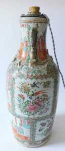A 19thC Chinese Canton porcelain famille rose vase, of large proportion, the inverted stem... - 2