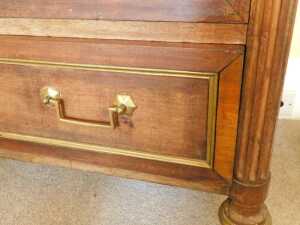 A French Empire mahogany commode, with black marble top, raised above three ormolu mounted... - 3