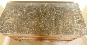 A French Empire mahogany commode, with black marble top, raised above three ormolu mounted... - 4