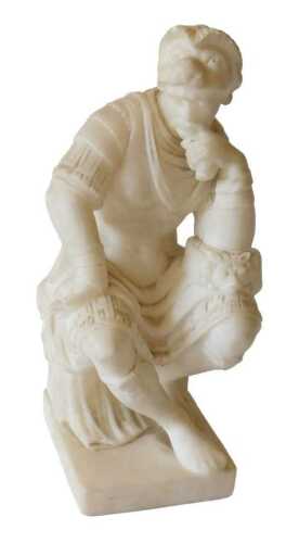 An alabaster Grand Tour style figure group, of The Duke of Urbino, after Michelangelo, 26cm high....