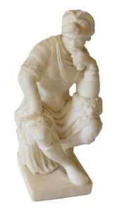 An alabaster Grand Tour style figure group, of The Duke of Urbino, after Michelangelo, 26cm high....