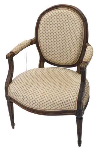 A 19thC spoonback carver chair, with carved surround, scroll arms, inverted supports, padded...